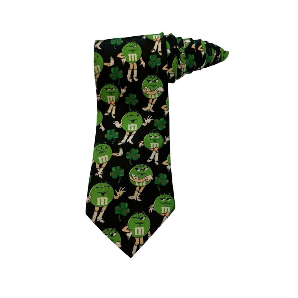 M&M Candy Brand St. Patrick's Day Lucky Men's Necktie Green Novelty